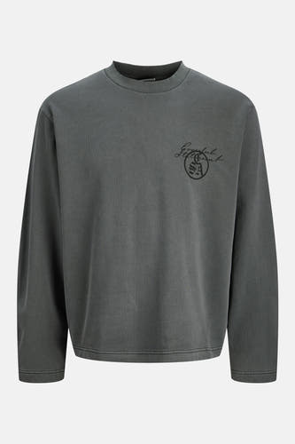 Zwarte sweater met ronde hals van CORE BY JACK & JONES, met een kleine print op de borst.