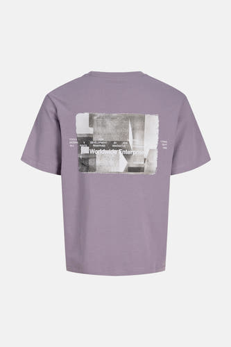 Paars T-shirt met korte mouwen van CORE BY JACK & JONES, met een grafische print op de rug.
