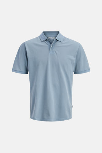 Blauw poloshirt van PREMIUM BLUE by JACK & JONES, met een klassieke kraag en korte mouwen.
