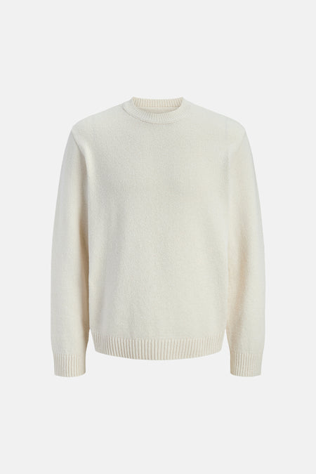 Ecrukleurige trui met ronde hals van ORIGINALS BY JACK & JONES, gebreide textuur en ribgebreide boorden.