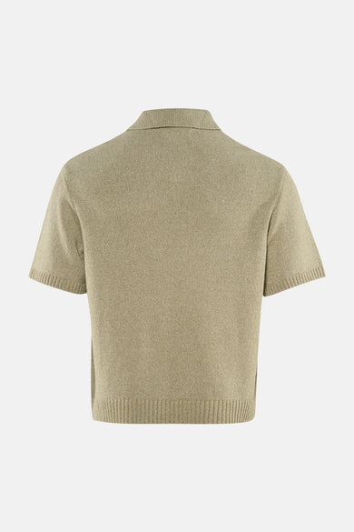 Groene polo met korte mouwen van ORIGINALS BY JACK & JONES, gebreide textuur en achterkant weergegeven.