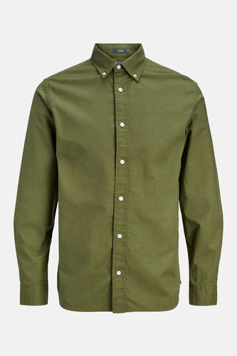 Chemise verte à manches longues de PREMIUM BLUE by JACK & JONES, avec boutons blancs et un col soigné.