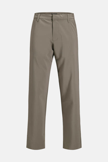 Grijze chino van PREMIUM by JACK & JONES, effen ontwerp met rechte pijpen.