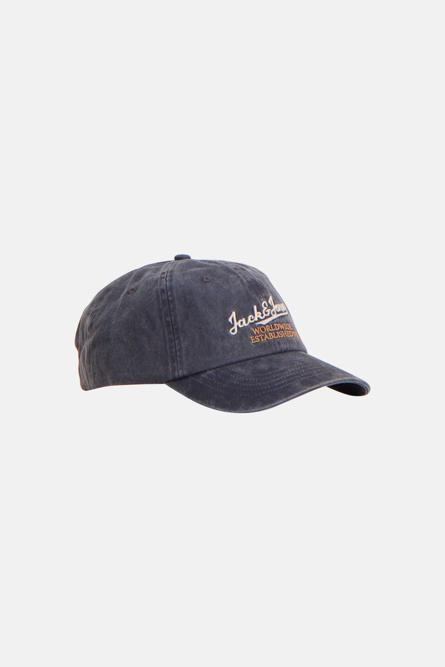 Blauwe pet van gewassen katoen met borduursel van Jack & Jones, zijaanzicht, casual stijl