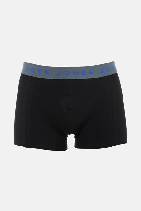 Zwarte boxershort van ACCESSORIES BY JACK & JONES, met een grijze tailleband met blauwe tekst.