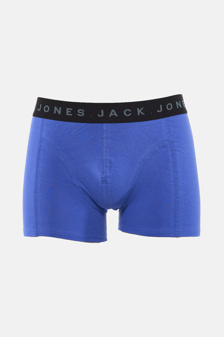 Blauwe boxershort van ACCESSORIES BY JACK & JONES, met een zwarte tailleband met merknaam.
