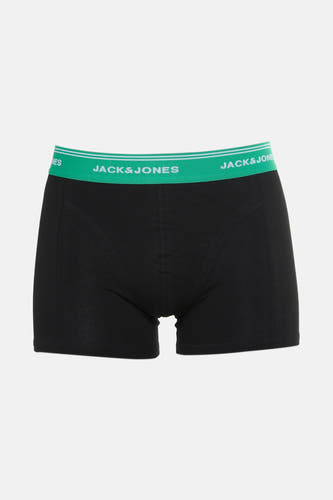 Zwarte boxershort van ACCESSORIES BY JACK & JONES, met een groene elastische tailleband met merklogo.