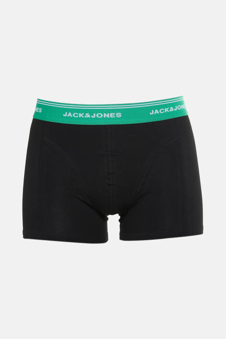 Zwarte boxershort van ACCESSORIES BY JACK & JONES, met een groene elastische tailleband met merklogo.