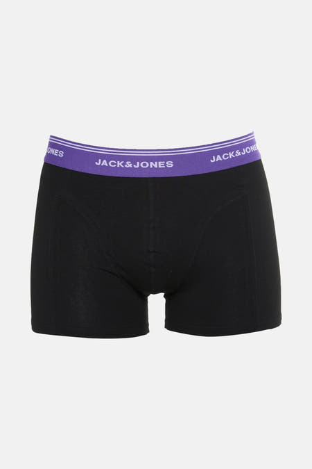 Zwarte boxershort van ACCESSORIES BY JACK & JONES met een paarse tailleband met logo.
