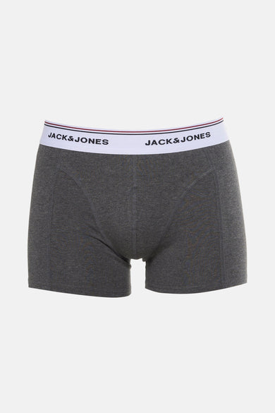 Boxer short gris d'ACCESSORIES BY JACK & JONES, avec une ce de taille blanche imprimée du logo.