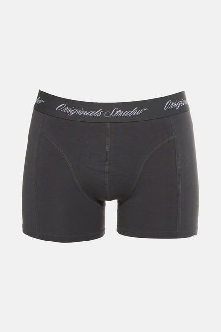 Grijze boxershort van ACCESSORIES BY JACK & JONES, met een elastische tailleband met merknaam erop.