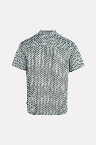 Groen korte mouwen overhemd met witte bloemenprint van PREMIUM by JACK & JONES, achterzijde weergegeven