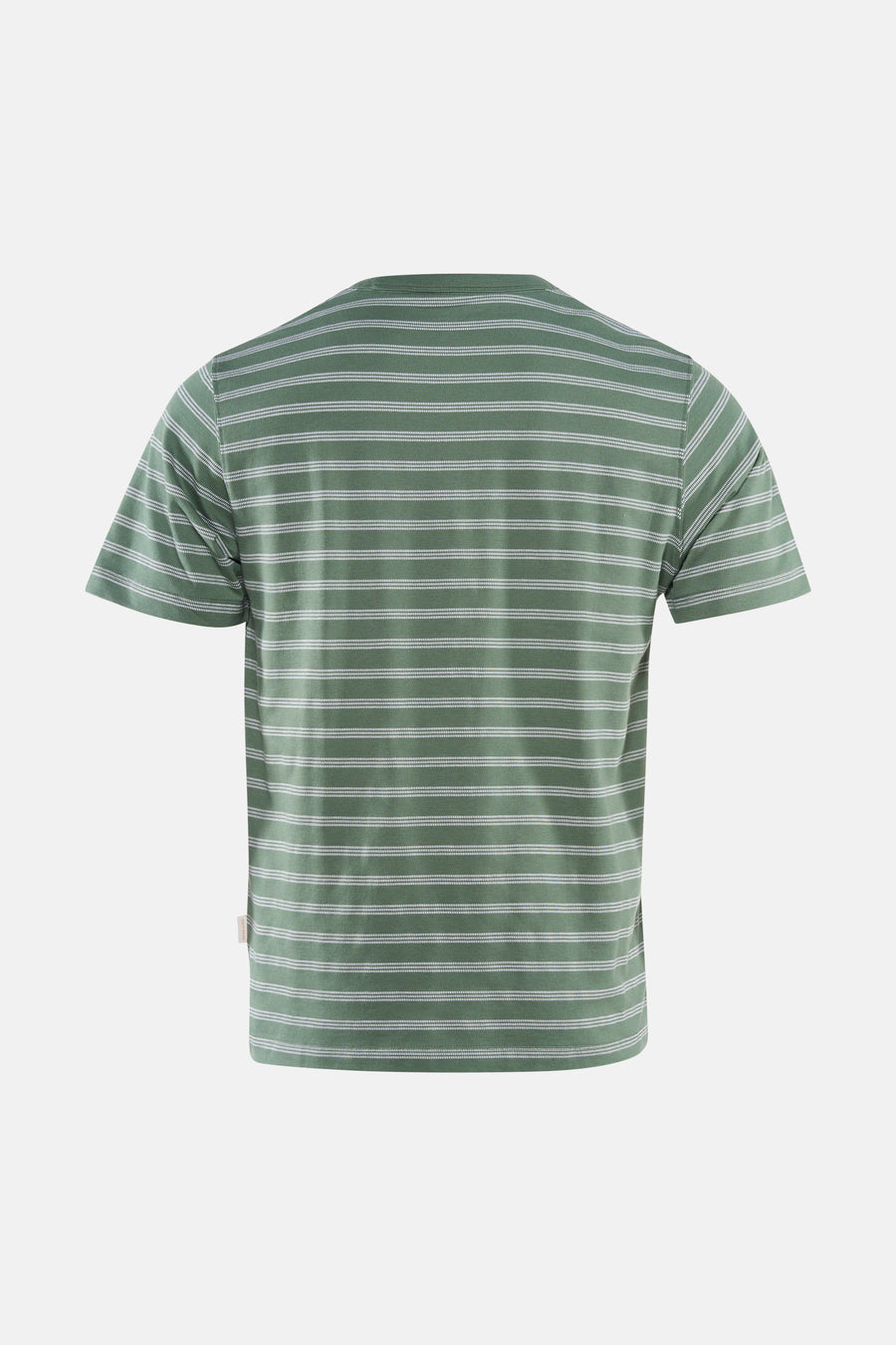 Groene korte mouw t-shirt met witte gestreepte patroon van ORIGINALS BY JACK & JONES, achterzijde weergegeven