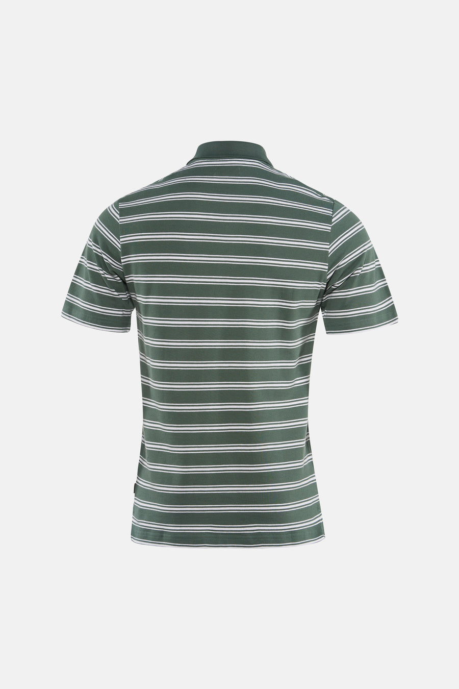 Groene gestreepte polo van PREMIUM by JACK & JONES, achterzijde, witte horizontale strepen, korte mouwen