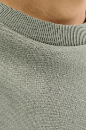 Groene sweater van CORE BY JACK & JONES, met geribbelde ronde hals en fijne breistructuur.