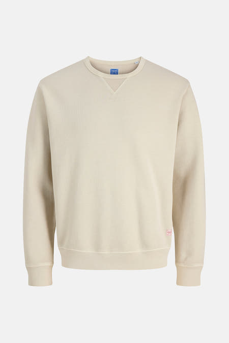 Beige sweater van PREMIUM BLUE by JACK & JONES, met lange mouwen en een ronde hals.