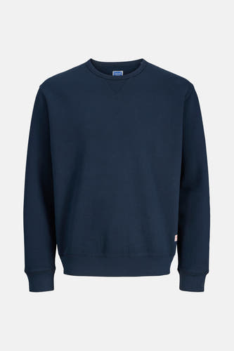 Blauwe sweater van PREMIUM BLUE by JACK & JONES, effen kleur en lange mouwen.