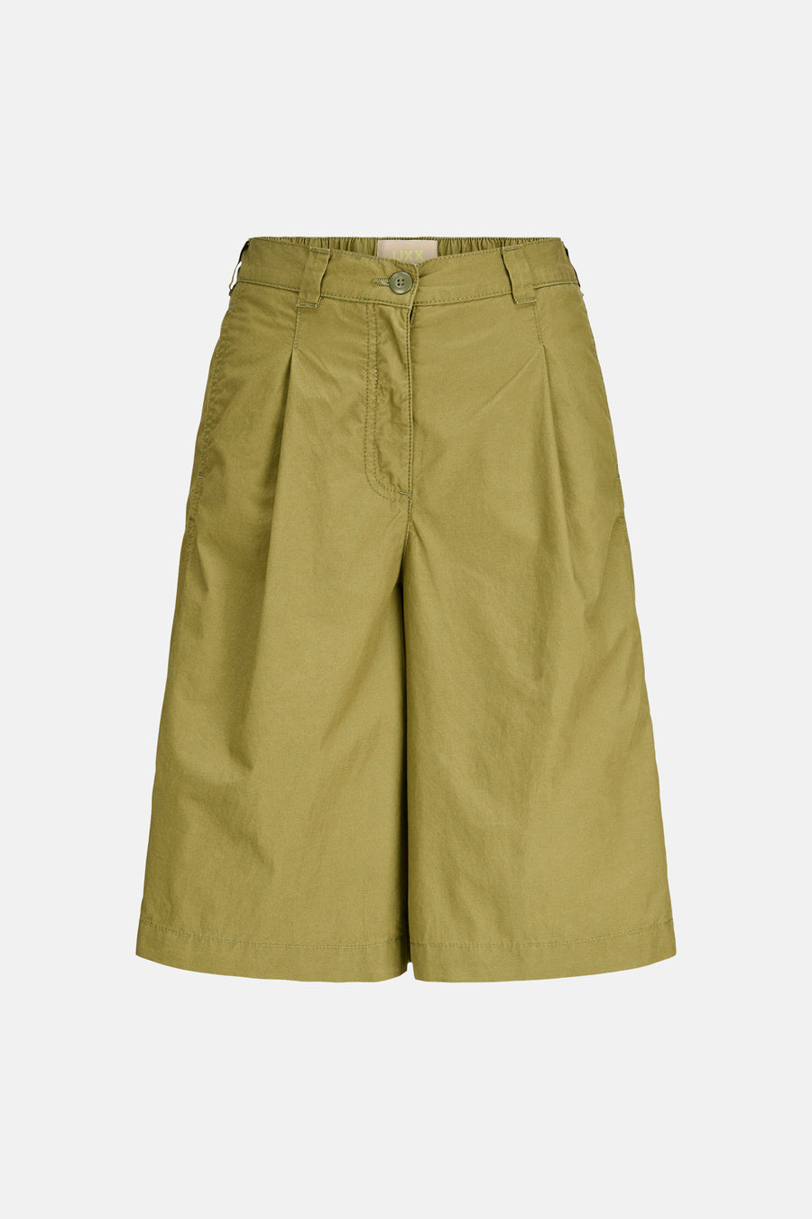 Groene wijde shorts van JJXX met elastische taille en voorzakken, front view