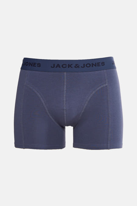 Blauwe boxershort van ACCESSORIES BY JACK & JONES, met merknaam op de elastische band.