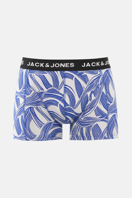 Meerkleurige boxershort van ACCESSORIES BY JACK & JONES met blauw en wit bladmotief.