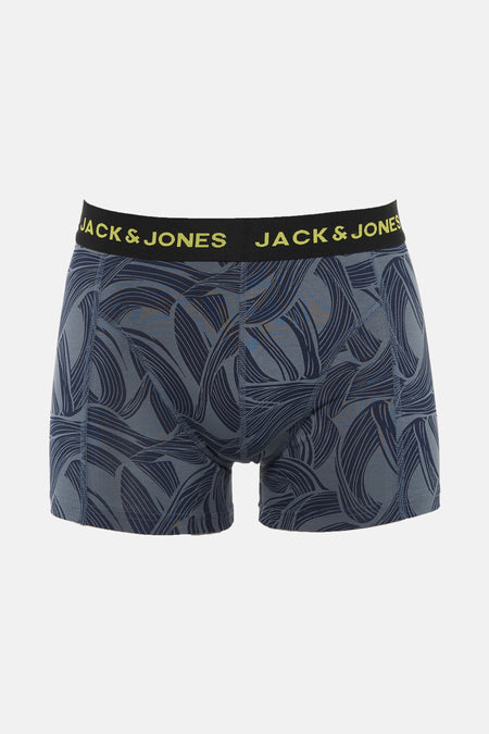 Blauw-grijze Jack & Jones boxershort met bladmotief.