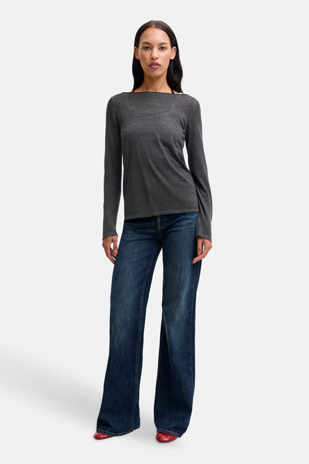 Pull O-hals - Dark Grey Melange