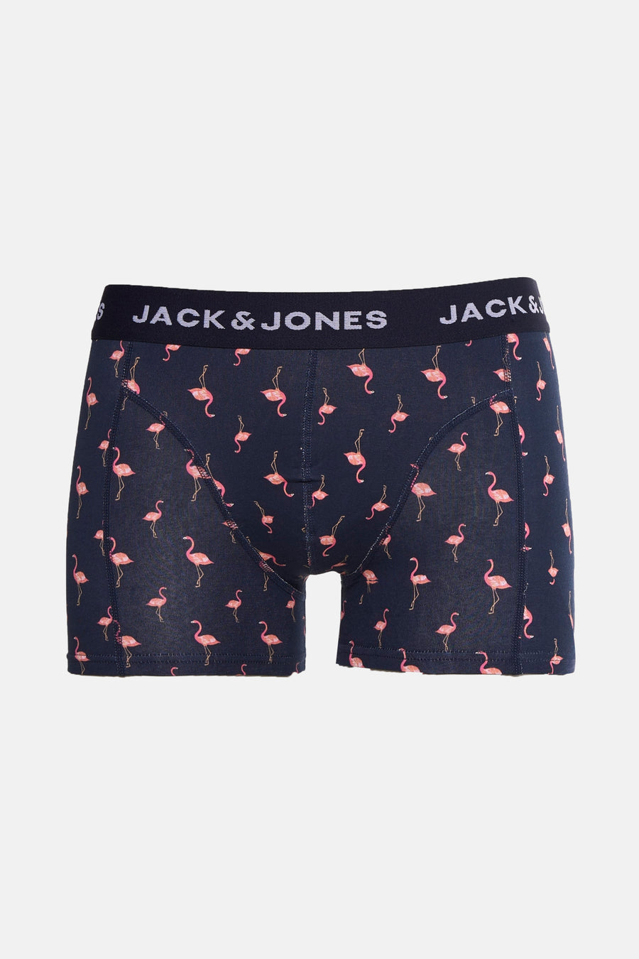 Zwarte boxershort van JACK & JONES met roze flamingo print.