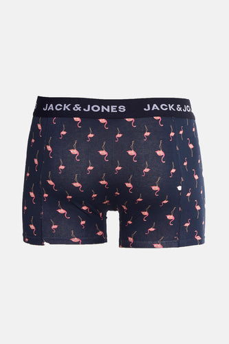 Zwarte boxershort van ACCESSORIES BY JACK & JONES met roze flamingo print.