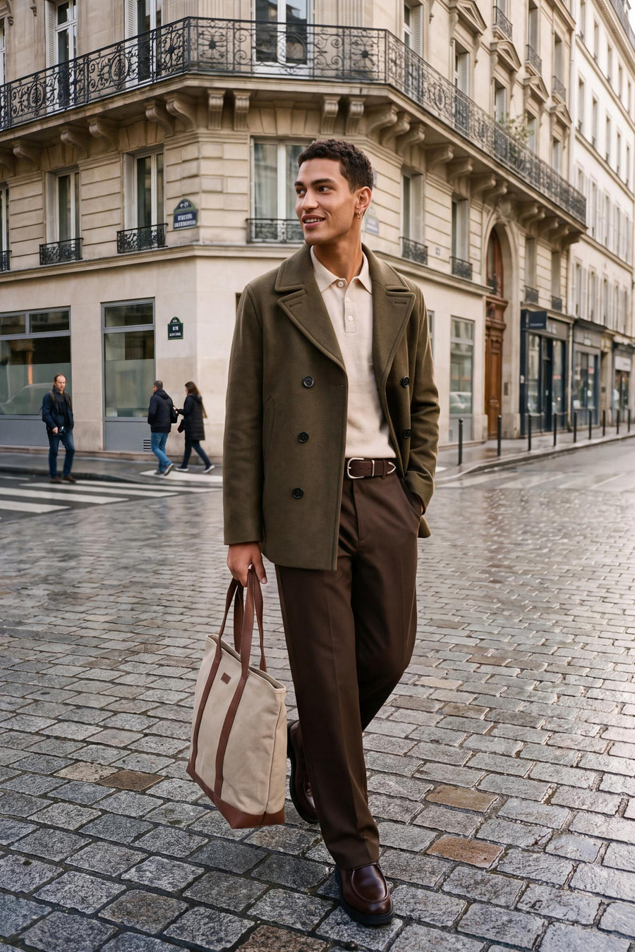 Pull col V beige - PREMIUM by JACK & JONES