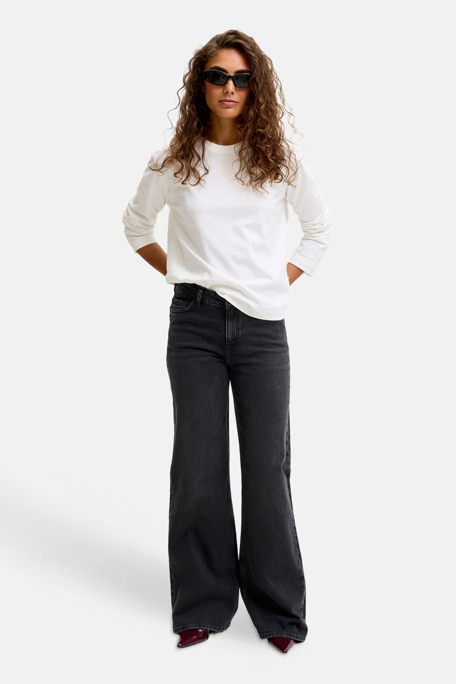 Jeans flared dark grey denim - JJXX