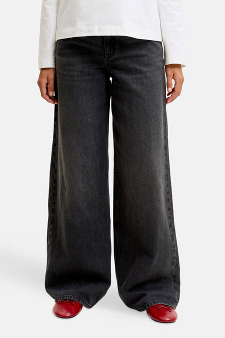 Jeans wide dark grey denim - JJXX