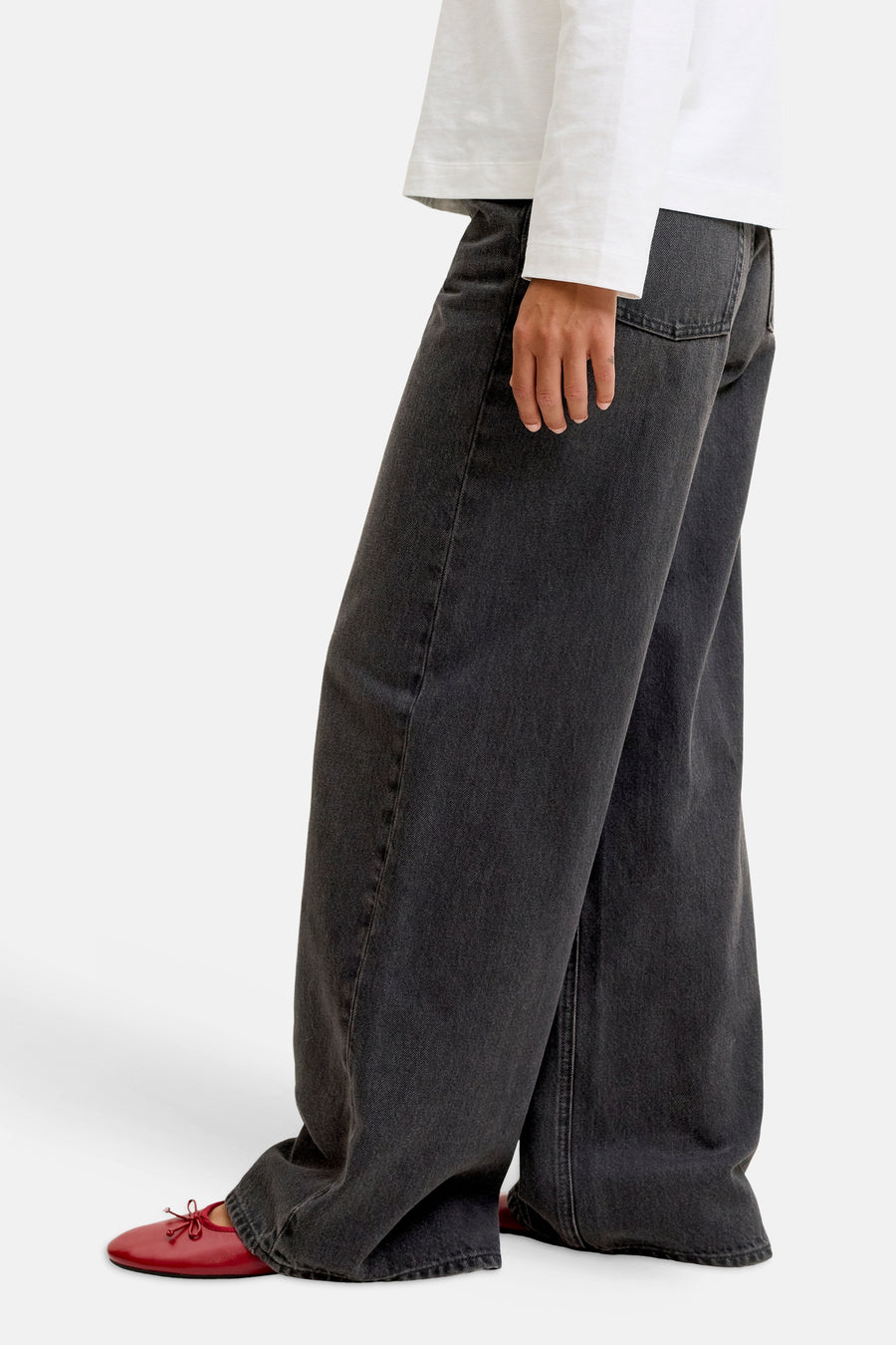Jeans wide dark grey denim - JJXX