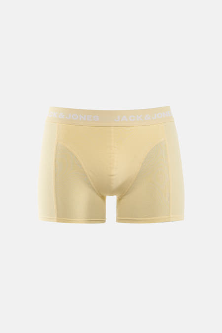 Gele boxershort van ACCESSORIES BY JACK & JONES met merknaam op de elastische band.