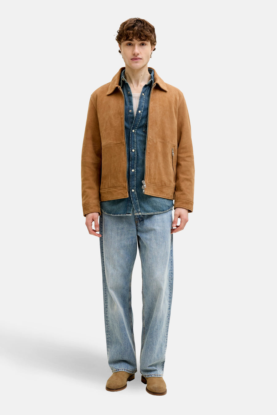 Straight jeans van lichtblauw denim van JACK & JONES JEANS INTELLIGENCE, met een nonchalante pasvorm en zichtbare stiksels.