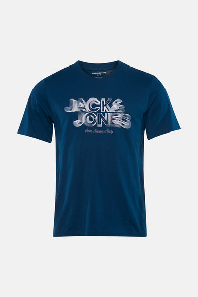 T-shirt à manches courtes bleu de CORE BY JACK & JONES, vue arrière, tissu uni.