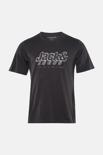 T-shirt gris à manches courtes de CORE BY JACK & JONES, avec un design uni sur un fond neutre.