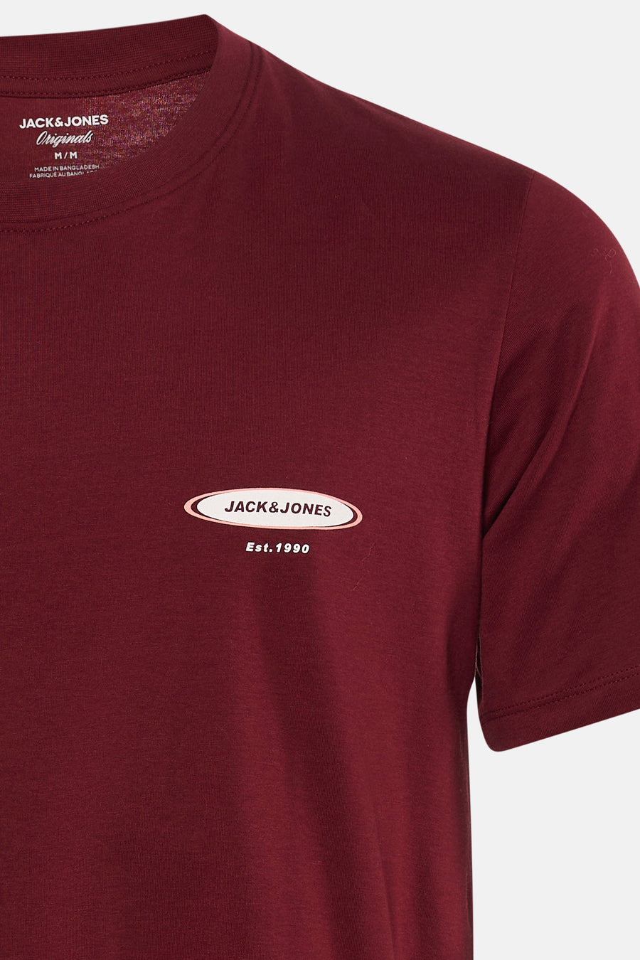 T-shirt rouge à manches courtes de ORIGINALS BY JACK & JONES, avec petit logo sur la poitrine.