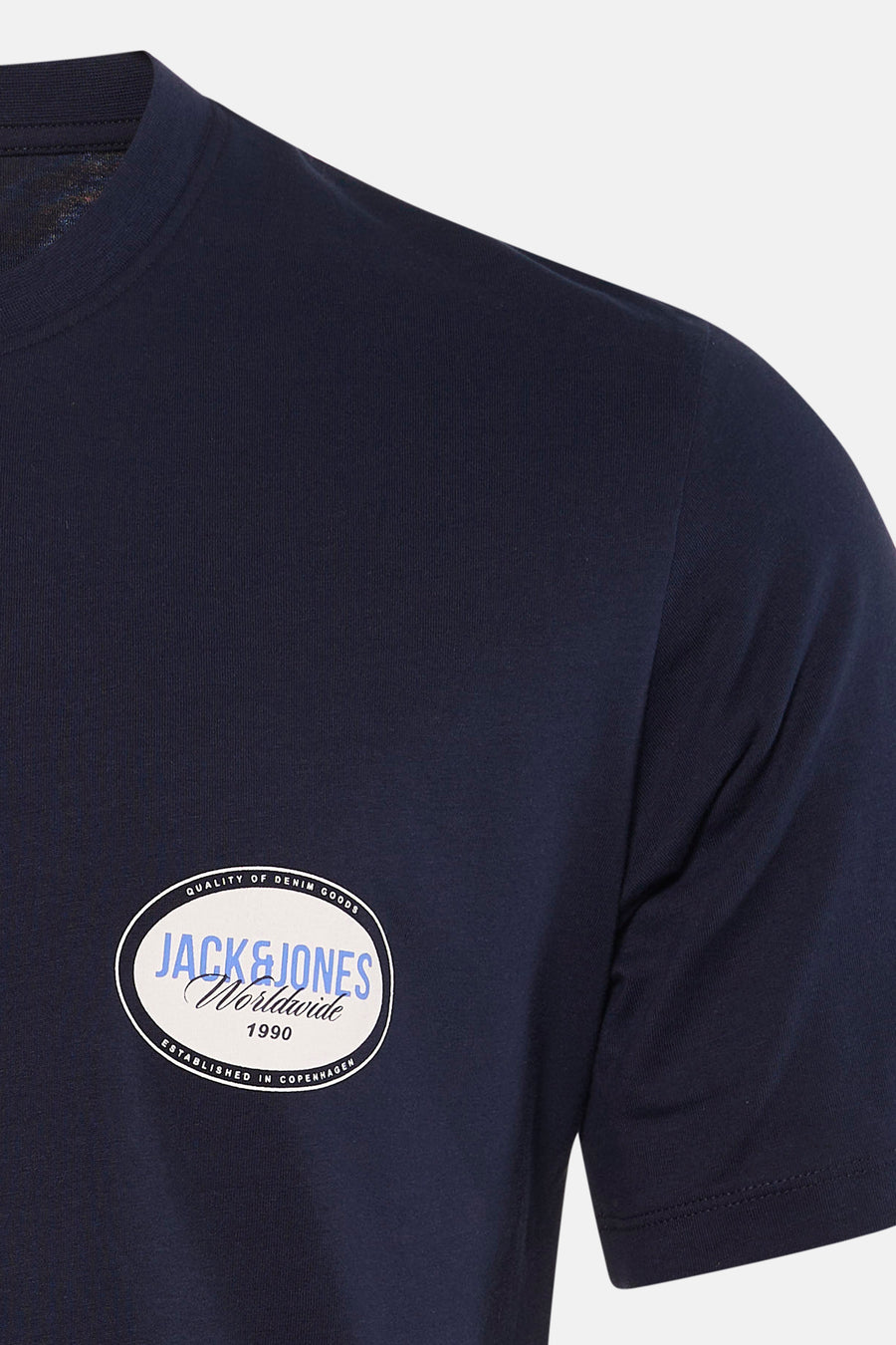 T-shirt bleu à manches courtes de ORIGINALS BY JACK & JONES, avec un imprimé sur le devant.