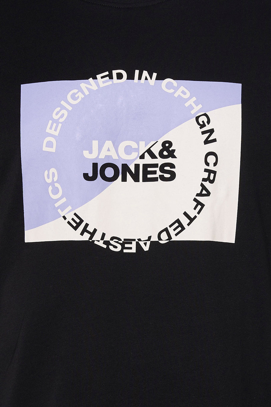 Zwart T-shirt met korte mouwen van ORIGINALS BY JACK & JONES, met ronde print en logo op de voorkant.
