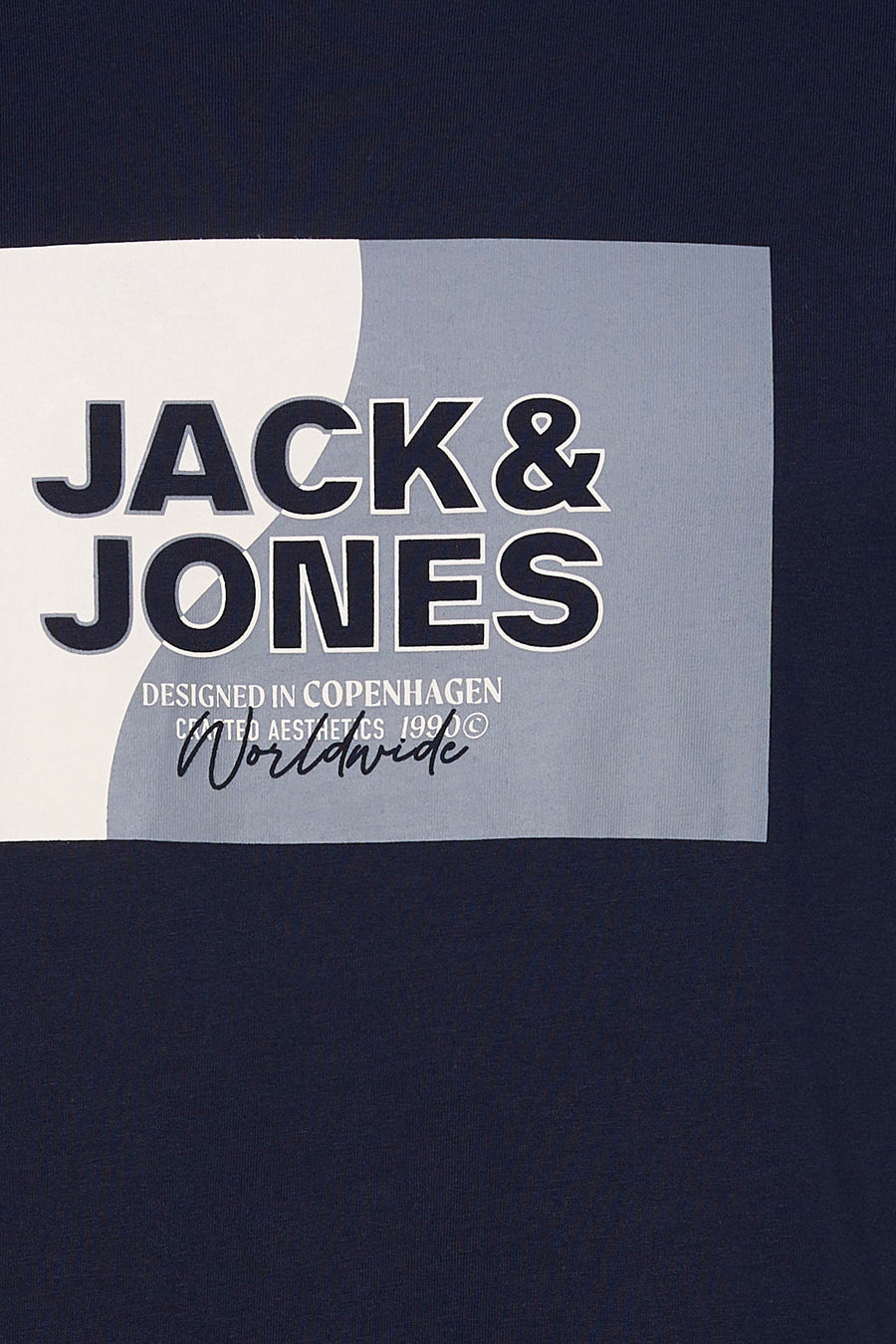 Blauw T-shirt met korte mouwen van Originals by Jack & Jones, met een grafische print op de voorzijde.