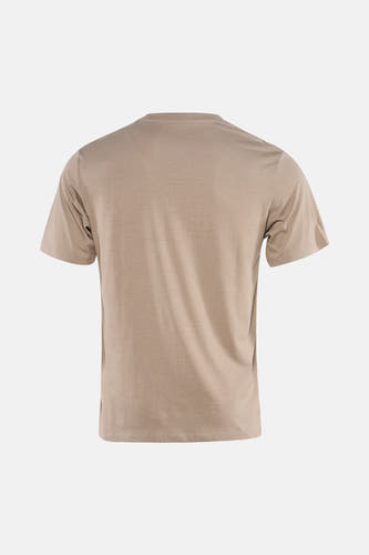 Beige T-shirt met korte mouwen van ORIGINALS BY JACK & JONES in achteraanzicht, met een geribbelde ronde hals en zachte, effen stof.