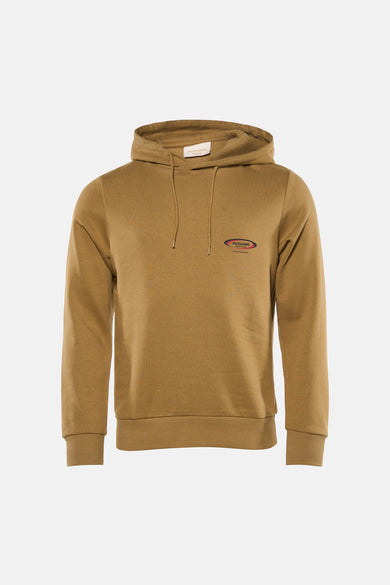 Pull à capuche écru d'ORIGINALS BY JACK & JONES, avec logo sur la poitrine, à combiner avec un jean et des baskets.