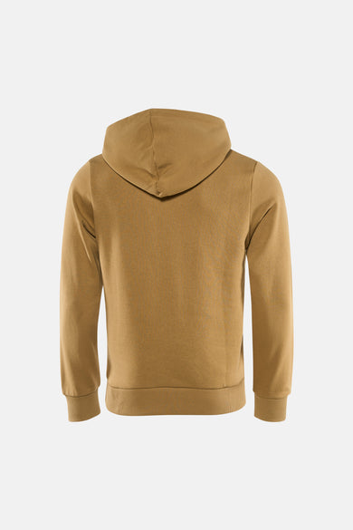Ecru sweater met kap van ORIGINALS BY JACK & JONES, achterkant weergegeven, met lange mouwen en elastische boorden.