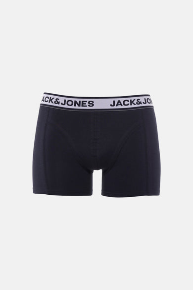 Boxer short bleu d'ACCESSORIES BY JACK & JONES avec une ceinture élastique blanche à logo.