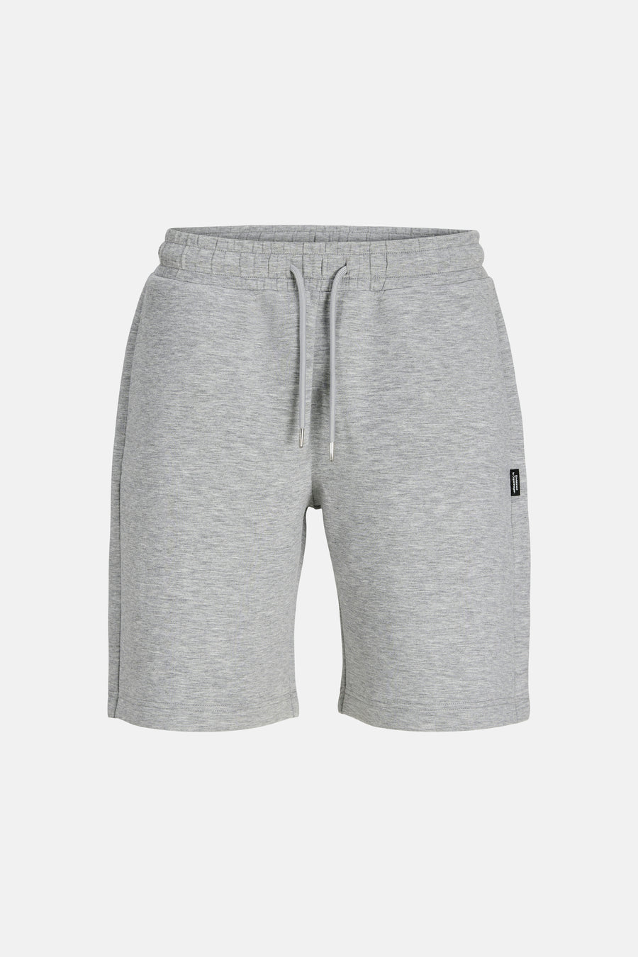 Grijze heren joggingshort van JACK & JONES JEANS INTELLIGENCE, met trekkoord en klein label aan de zijkant, front view