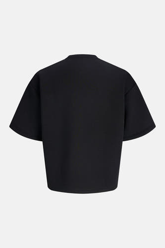 Zwart ronde hals sweater van CORE BY JACK & JONES, achterzijde, overgrote pasvorm, gladde stof, korte mouwen