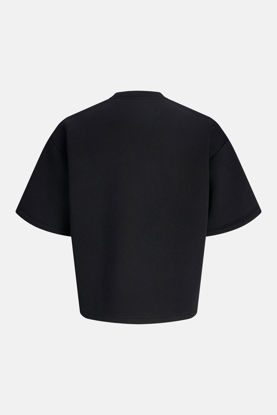 Zwart ronde hals sweater van CORE BY JACK & JONES, achterzijde, overgrote pasvorm, gladde stof, korte mouwen