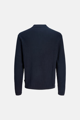 Pull bleu à col rond de PREMIUM by JACK & JONES, tissu côtelé, dos.