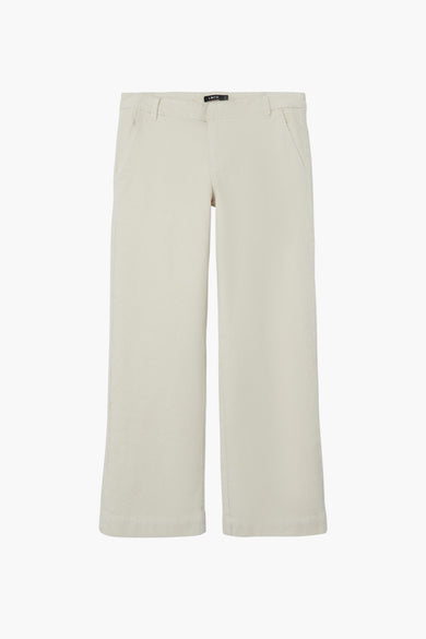 Beige broek van LMTD, gemaakt van corduroy met wijde pijpen en zakken aan de voorkant.