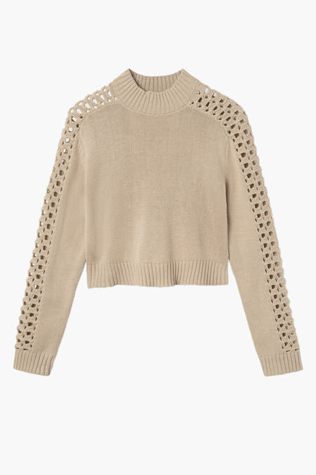 Sweat-shirt gris avec col rond de LMTD, avec des détails côlés le long des manches.